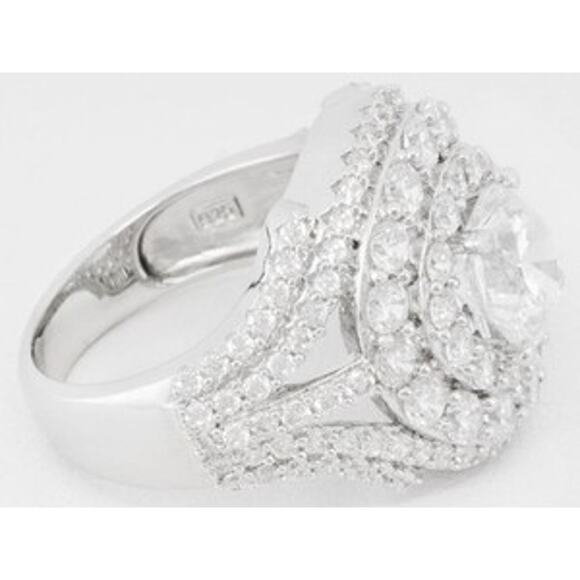 7.50ctw Platinum Plated Sterling Silver Ring Sz 8 - Picture 2 of 10